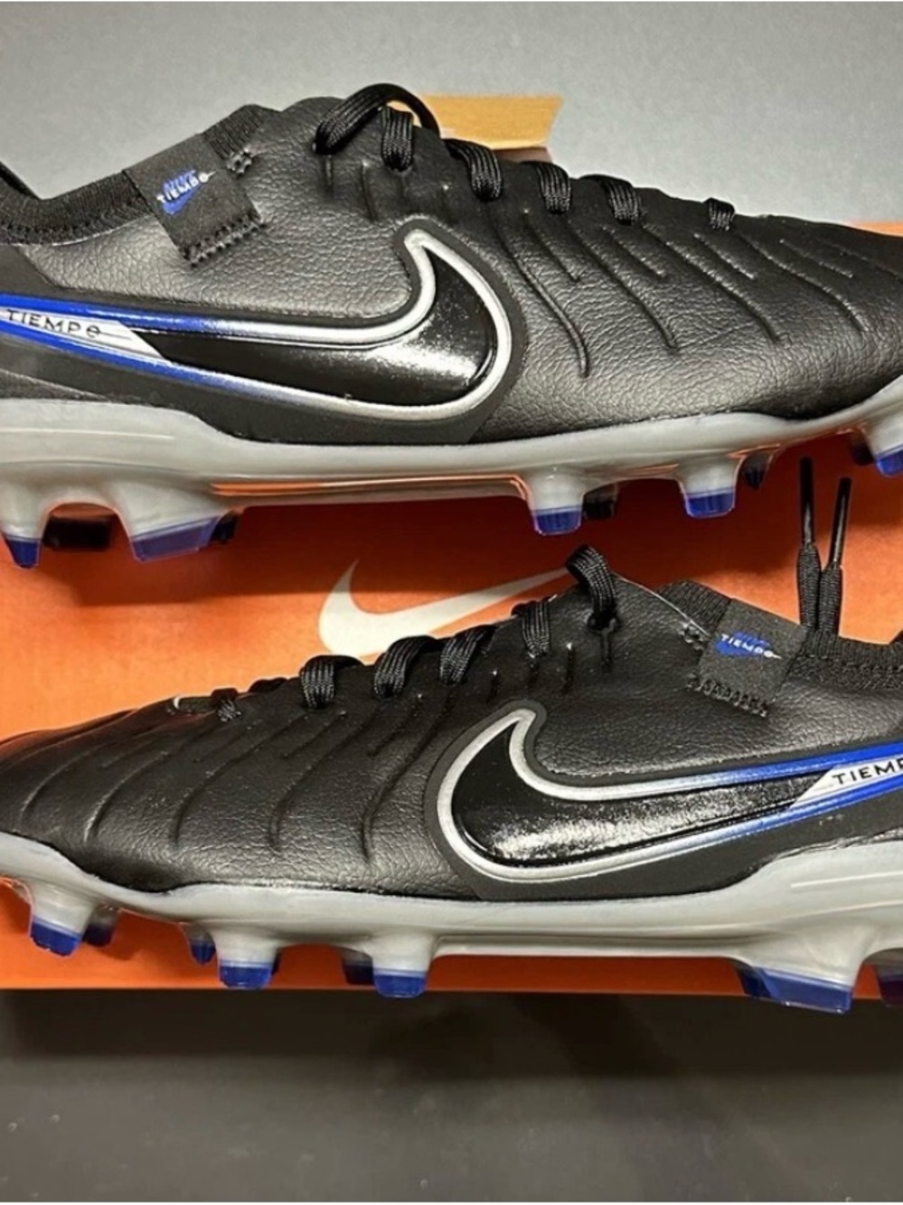 Nike Tiempo Legend 10 FG Pro Black Blue Men's Size 6.5 Soccer Cleats NEW!
